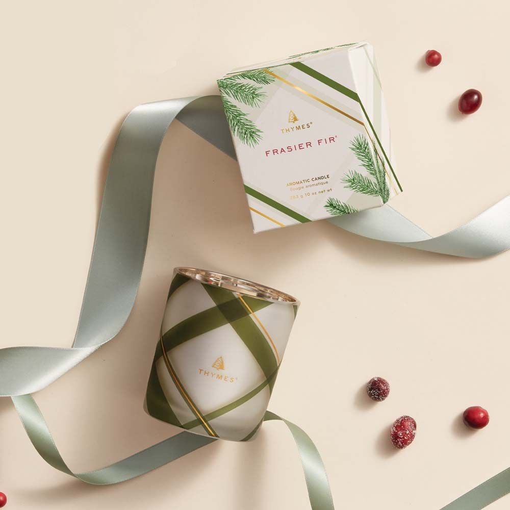 Alternative view of Frasier Fir Frosted Plaid Medium Candle