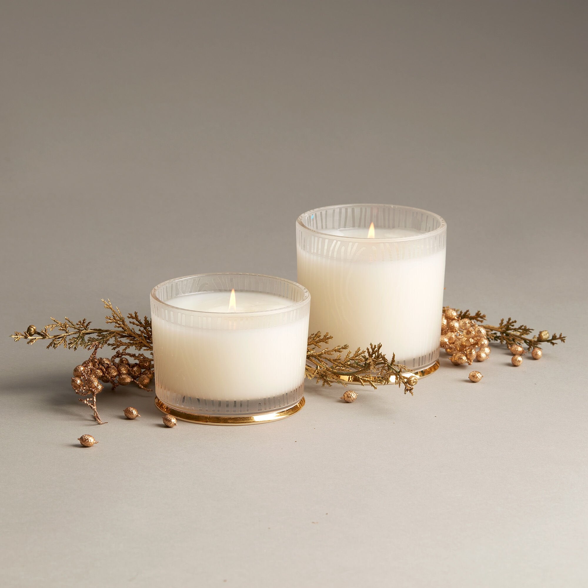 Alternative view of Frasier Fir Gilded Frosted Wood Grain Candle